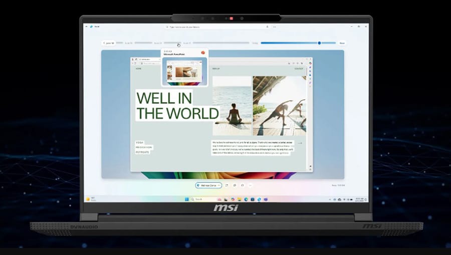 Kleurrijk gaming laptop met MSI branding en geoptimaliseerd voor gaming en creatieve toepassingen.