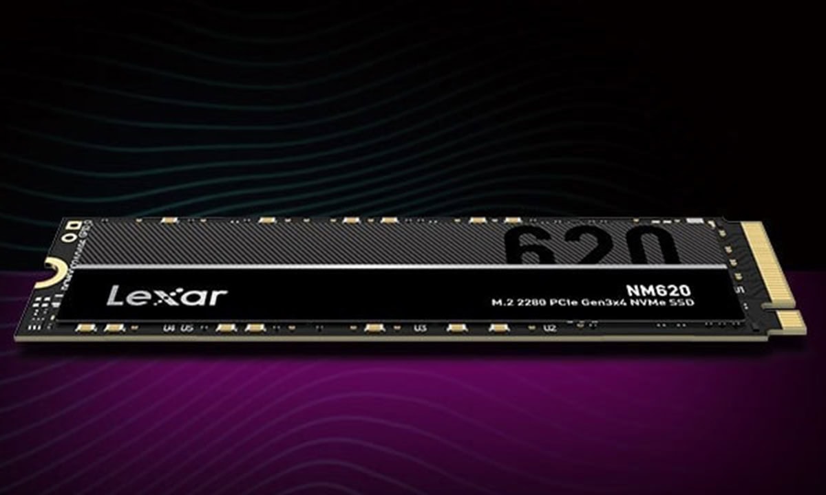 Lexar NM620 1TB NVMe PCIe Gen3 x4 M.2 SSD voor snelle gegevensoverdracht en gaming prestaties.