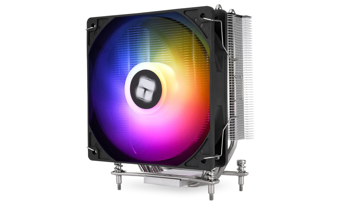 Geavanceerde Thermalright Assassin X 120 ARGB luchtkoeler met kleurrijk verlichtingspaneel, geschikt voor AMD-processors, ontworpen voor optimale koeling en stille werking.