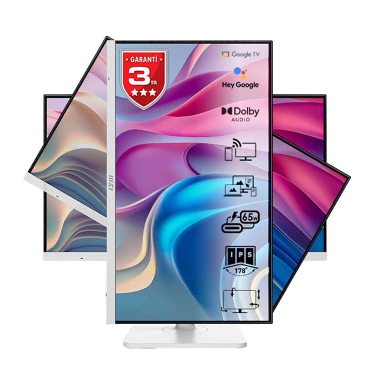 MSI Modern MD272UPSW 27 inch 4K UHD IPS monitor met pivot, 60Hz, 4ms, Adaptive Sync, geschikt voor professioneel gebruik en gaming.