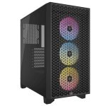 Corsair iCUE 3000D RGB airflow behuizing met drie RGB-fans, USB 3.2 en 750W voeding, ideaal voor gaming en high-performance PC builds.