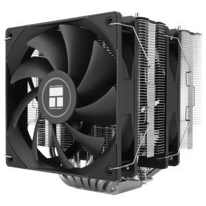 Alt tekst: Koelventilator voor gaming en high-performance pc's, met grote cooling fans en slanke heatsink voor optimale warmteafvoer en stabiele prestaties.