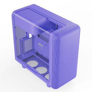 Moderne Taro Milk behuizing van Hyte X50 met gehard glas en USB 3.2, geschikt voor gaming en krachtige PC-builds, met strak ontwerp en goede ventilatie.